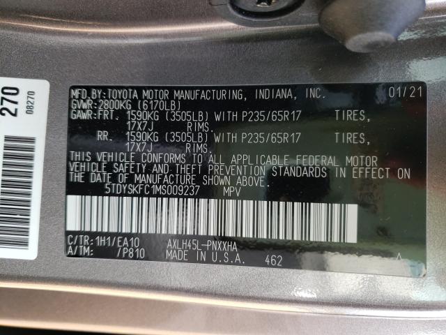 Photo 9 VIN: 5TDYSKFC1MS009237 - TOYOTA SIENNA XLE 