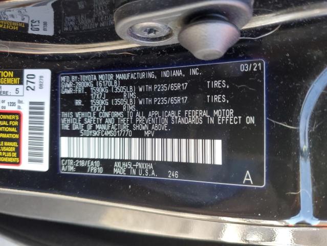 Photo 13 VIN: 5TDYSKFC4MS017770 - TOYOTA SIENNA XLE 