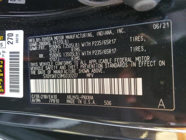 Photo 9 VIN: 5TDYSKFC9MS030207 - TOYOTA SIENNA XLE 