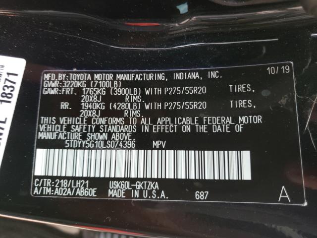 Photo 9 VIN: 5TDYY5G10LS074396 - TOYOTA SEQUOIA PL 