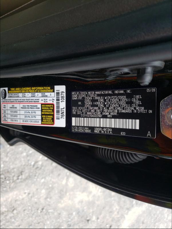 Photo 9 VIN: 5TDYY5G19AS022987 - TOYOTA SEQUOIA PL 