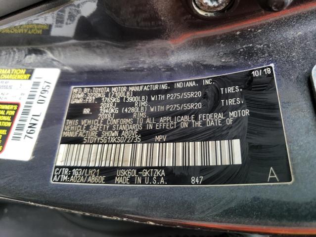 Photo 9 VIN: 5TDYY5G1XKS072735 - TOYOTA SEQUOIA PL 