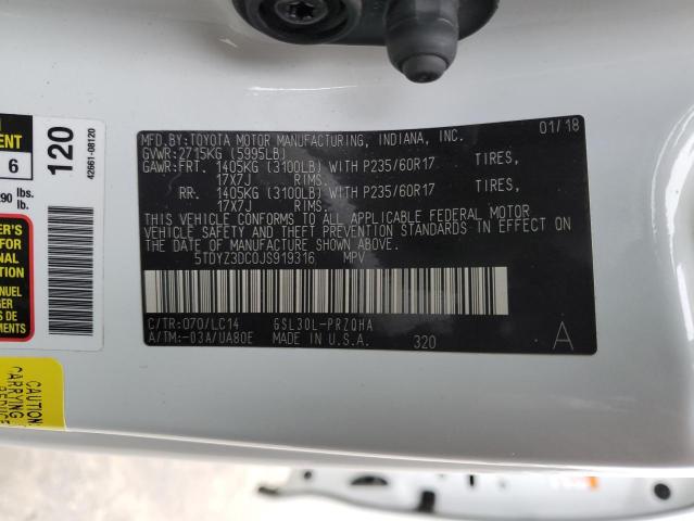 Photo 12 VIN: 5TDYZ3DC0JS919316 - TOYOTA SIENNA XLE 