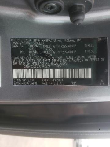 Photo 9 VIN: 5TDYZ3DC0JS940294 - TOYOTA SIENNA XLE 