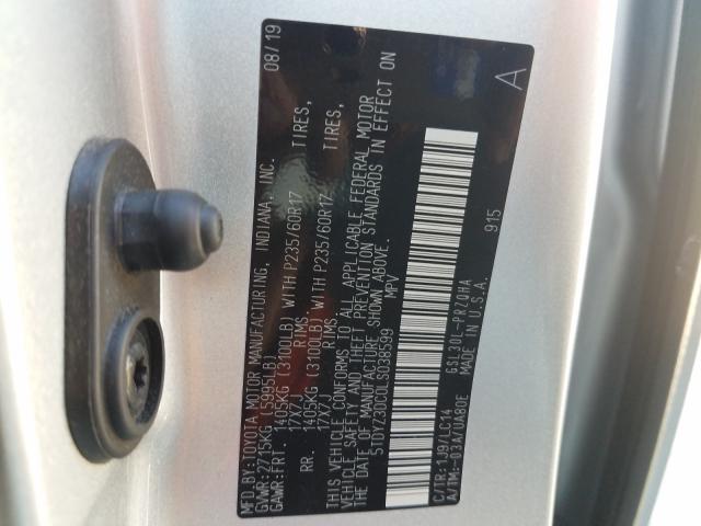 Photo 9 VIN: 5TDYZ3DC0LS038599 - TOYOTA SIENNA XLE 