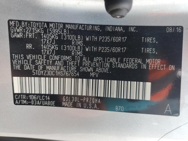 Photo 12 VIN: 5TDYZ3DC1HS767654 - TOYOTA SIENNA XLE 