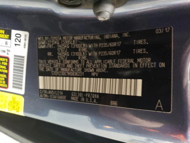 Photo 12 VIN: 5TDYZ3DC1HS836231 - TOYOTA SIENNA XLE 