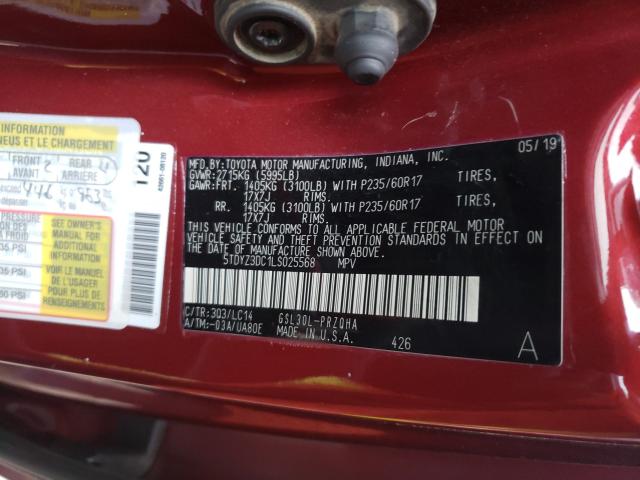 Photo 9 VIN: 5TDYZ3DC1LS025568 - TOYOTA SIENNA XLE 