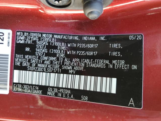 Photo 9 VIN: 5TDYZ3DC1LS071711 - TOYOTA SIENNA XLE 