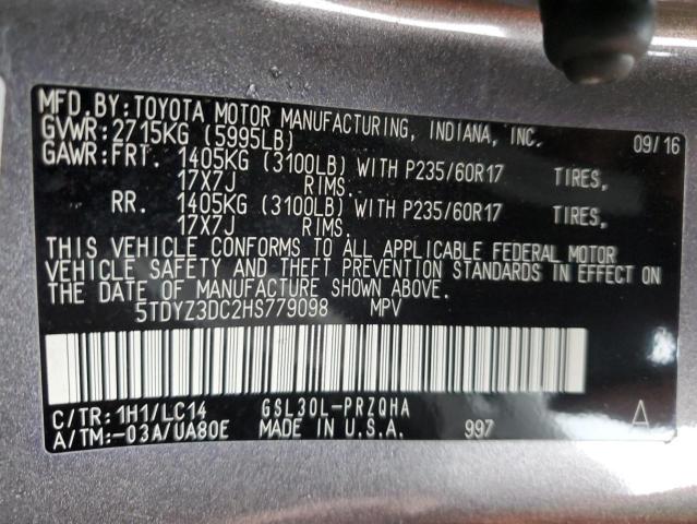 Photo 9 VIN: 5TDYZ3DC2HS779098 - TOYOTA SIENNA XLE 