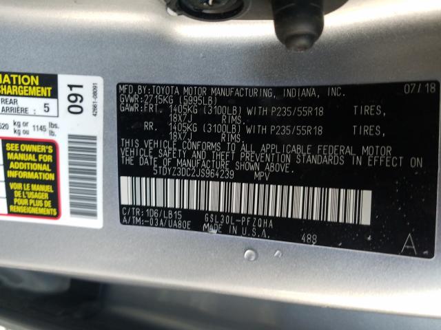 Photo 9 VIN: 5TDYZ3DC2JS964239 - TOYOTA SIENNA XLE 