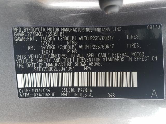 Photo 9 VIN: 5TDYZ3DC2LS041391 - TOYOTA SIENNA XLE 