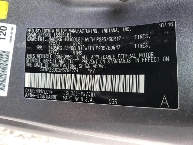 Photo 12 VIN: 5TDYZ3DC3HS787274 - TOYOTA SIENNA XLE 