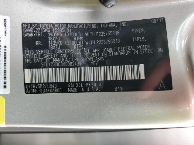 Photo 13 VIN: 5TDYZ3DC3HS882434 - TOYOTA SIENNA XLE 