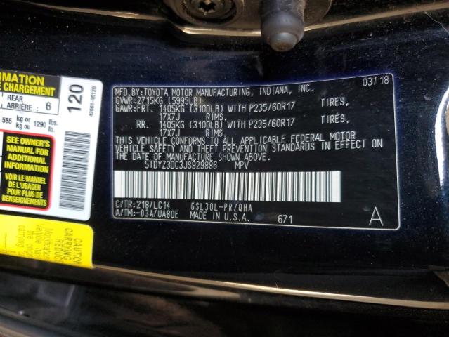 Photo 12 VIN: 5TDYZ3DC3JS929886 - TOYOTA SIENNA XLE 