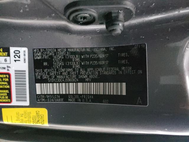 Photo 9 VIN: 5TDYZ3DC4JS960824 - TOYOTA SIENNA XLE 