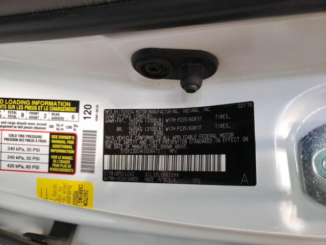 Photo 9 VIN: 5TDYZ3DC4KS008472 - TOYOTA SIENNA XLE 