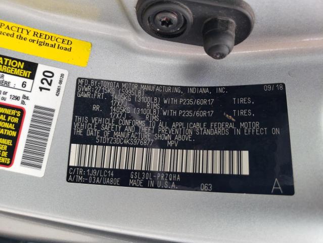 Photo 12 VIN: 5TDYZ3DC4KS976877 - TOYOTA SIENNA XLE 