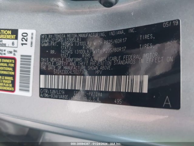 Photo 8 VIN: 5TDYZ3DC4LS027363 - TOYOTA SIENNA 