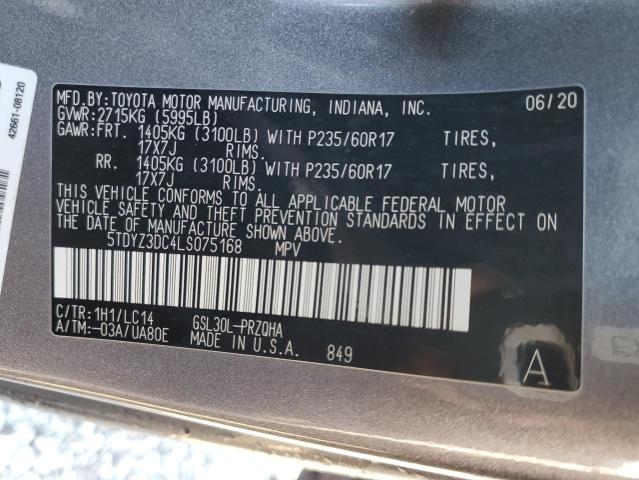 Photo 12 VIN: 5TDYZ3DC4LS075168 - TOYOTA SIENNA XLE 