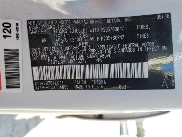 Photo 12 VIN: 5TDYZ3DC5HS786272 - TOYOTA SIENNA XLE 