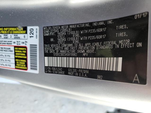 Photo 12 VIN: 5TDYZ3DC5HS819982 - TOYOTA SIENNA XLE 