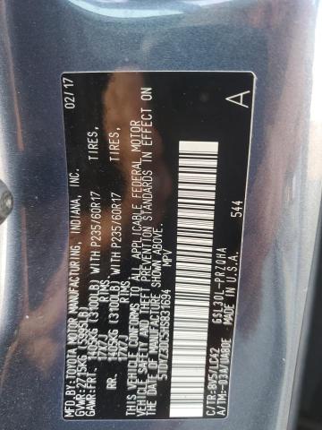 Photo 12 VIN: 5TDYZ3DC5HS831694 - TOYOTA SIENNA XLE 