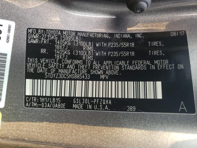 Photo 9 VIN: 5TDYZ3DC5HS885433 - TOYOTA SIENNA XLE 