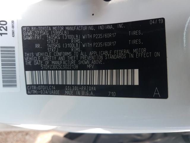 Photo 9 VIN: 5TDYZ3DC5LS022138 - TOYOTA SIENNA XLE 