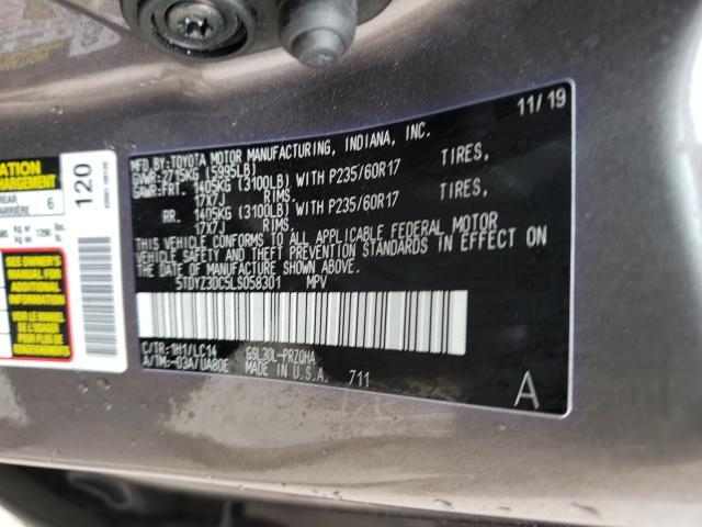 Photo 9 VIN: 5TDYZ3DC5LS058301 - TOYOTA SIENNA XLE 