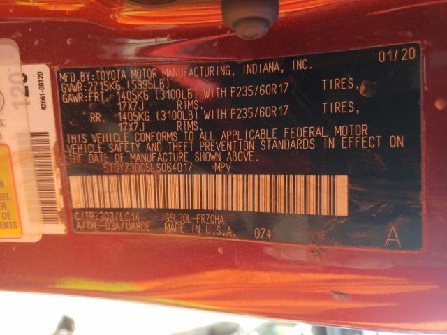 Photo 9 VIN: 5TDYZ3DC5LS064017 - TOYOTA SIENNA XLE 