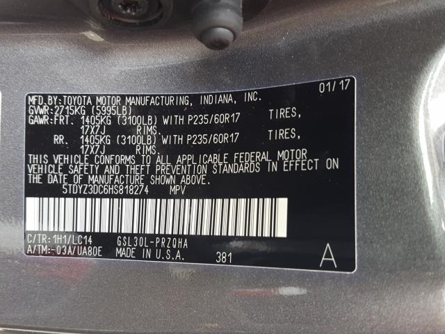 Photo 9 VIN: 5TDYZ3DC6HS818274 - TOYOTA SIENNA XLE 