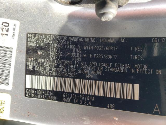 Photo 9 VIN: 5TDYZ3DC6HS872075 - TOYOTA SIENNA XLE 