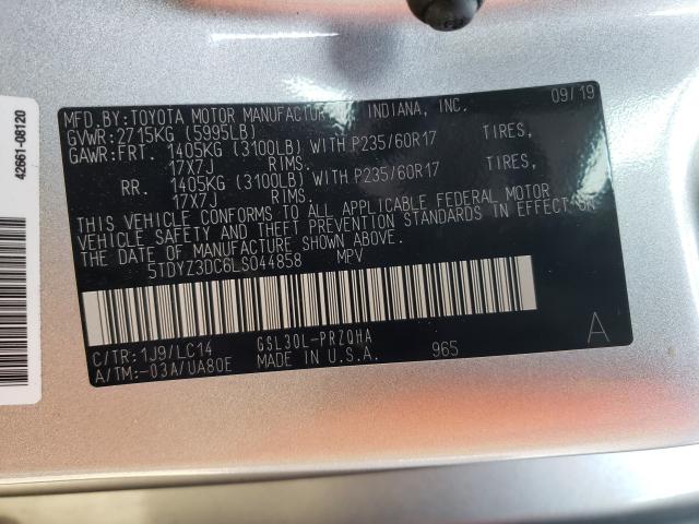 Photo 9 VIN: 5TDYZ3DC6LS044858 - TOYOTA SIENNA XLE 