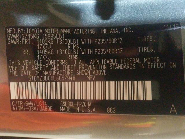 Photo 9 VIN: 5TDYZ3DC6LS057948 - TOYOTA SIENNA XLE 