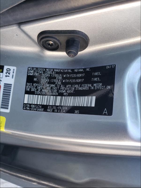 Photo 9 VIN: 5TDYZ3DC7HS849694 - TOYOTA SIENNA XLE 