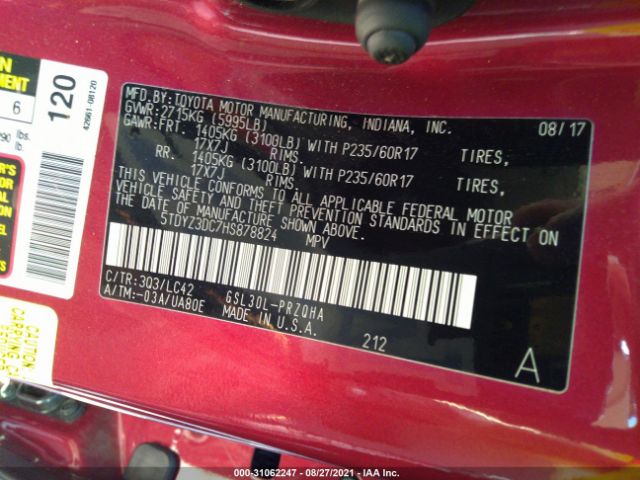 Photo 8 VIN: 5TDYZ3DC7HS878824 - TOYOTA SIENNA 