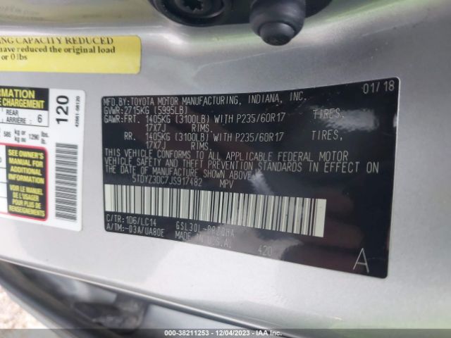 Photo 8 VIN: 5TDYZ3DC7JS917482 - TOYOTA SIENNA 