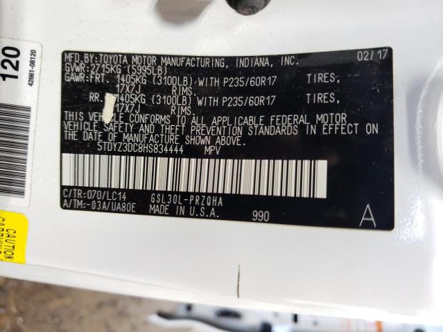 Photo 13 VIN: 5TDYZ3DC8HS834444 - TOYOTA SIENNA XLE 