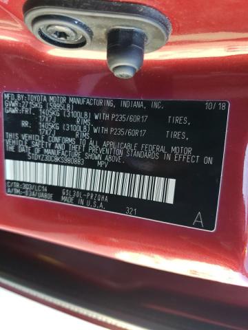 Photo 9 VIN: 5TDYZ3DC8KS980883 - TOYOTA SIENNA XLE 