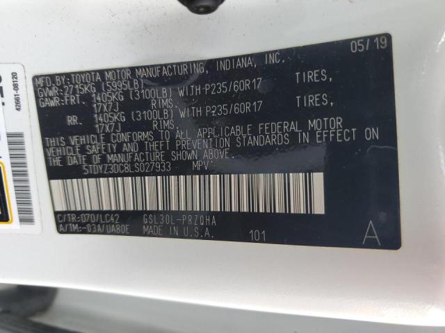 Photo 12 VIN: 5TDYZ3DC8LS027933 - TOYOTA SIENNA XLE 