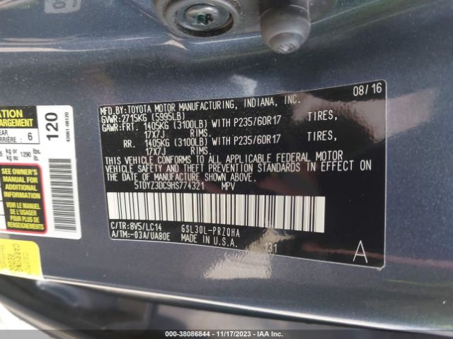 Photo 8 VIN: 5TDYZ3DC9HS774321 - TOYOTA SIENNA 