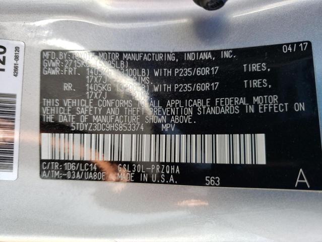 Photo 9 VIN: 5TDYZ3DC9HS853374 - TOYOTA SIENNA XLE 