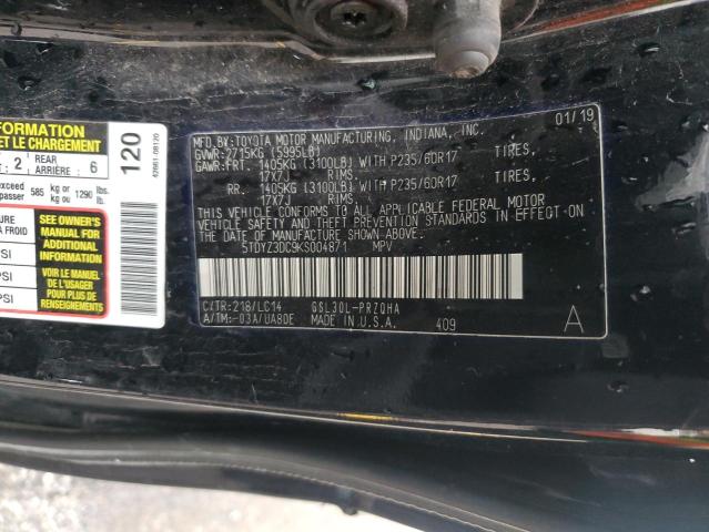 Photo 12 VIN: 5TDYZ3DC9KS004871 - TOYOTA SIENNA XLE 