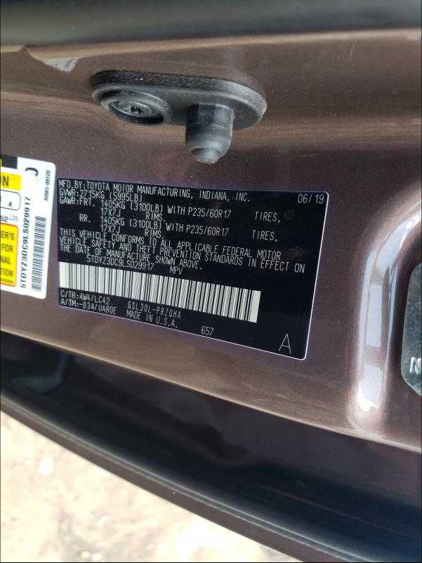 Photo 9 VIN: 5TDYZ3DC9LS029917 - TOYOTA SIENNA XLE 