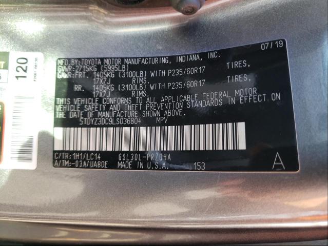 Photo 9 VIN: 5TDYZ3DC9LS036804 - TOYOTA SIENNA XLE 