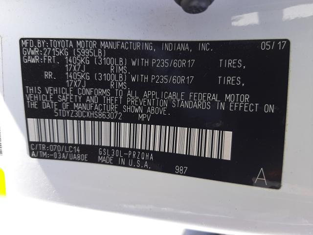 Photo 9 VIN: 5TDYZ3DCXHS863072 - TOYOTA SIENNA XLE 