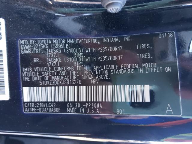 Photo 9 VIN: 5TDYZ3DCXJS916276 - TOYOTA SIENNA XLE 