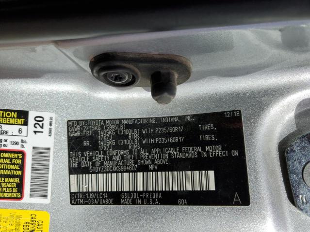 Photo 12 VIN: 5TDYZ3DCXKS994607 - TOYOTA SIENNA XLE 