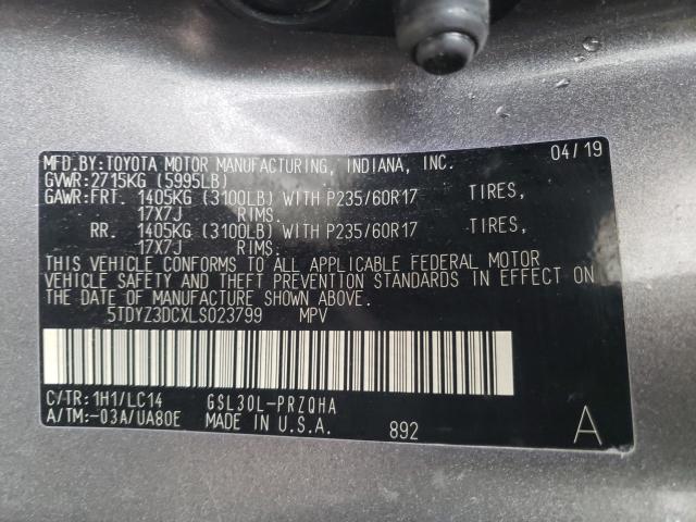 Photo 9 VIN: 5TDYZ3DCXLS023799 - TOYOTA SIENNA XLE 